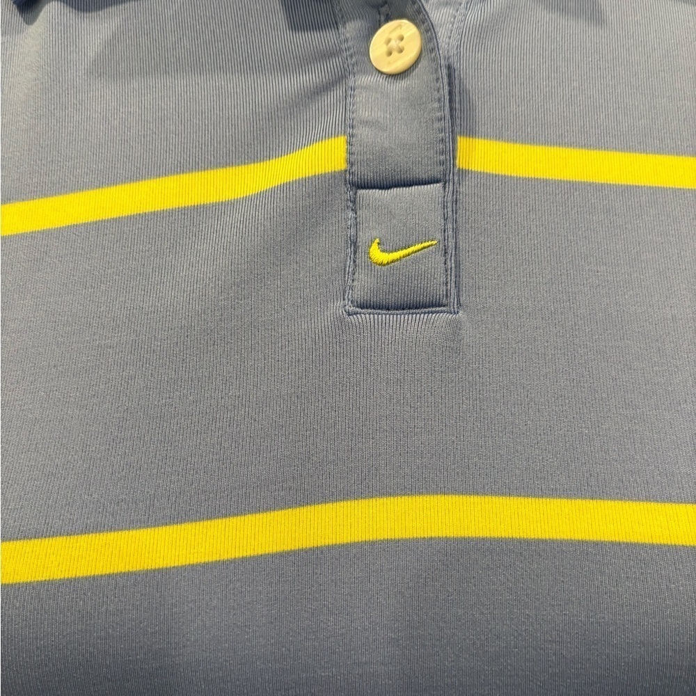 Nike Dri Fit Golf Striped Women’s Polo Collar Button Logo Sz Large - Picture 4 of 6